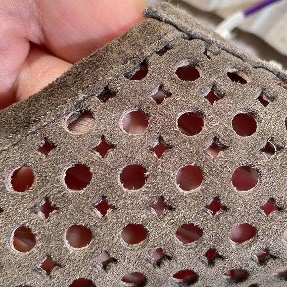 Pertini Open Design Suede w Canvas Cap Toe Striped Black Gray Non Skid Platform - Picture 6 of 9